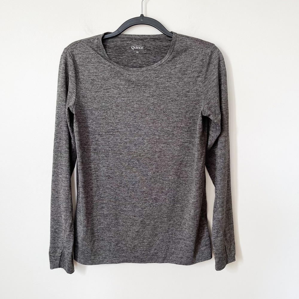 Quince Long Sleeve Top‎ Thumbholes Womens XS Gray